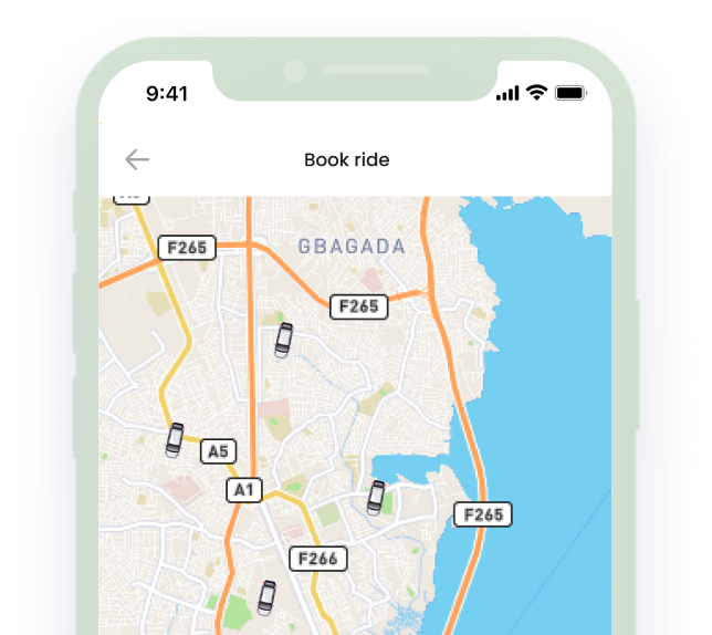 App interface showing map